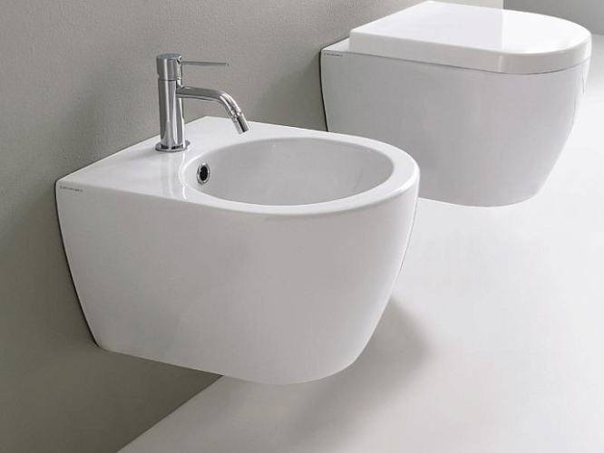 Биде Scarabeo MOON подвесное с одним отверстием укороченное цвет белый 5525