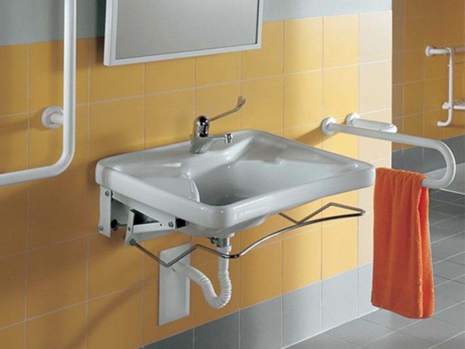 Раковина HATRIA AUTONOMY Y0BV01 подвесная для инвалидов с одним отверстием без перелива цвет белый