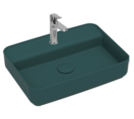Раковина накладная ISVEA Infinity 55 прямоугольная 55см, с отверстием под смеситель цвет изумрудный матовый