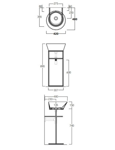 Металлическая структура SIMAS WAVE напольная цвет черный матовый WASA01