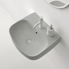 Раковина KERASAN подвесная/накладная с переливом с одним отверстием цвет серый матовый 534059*1