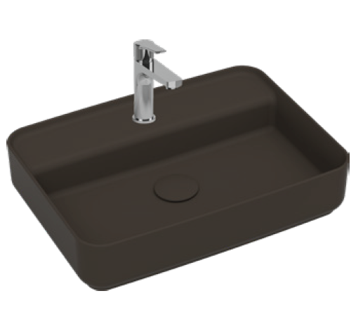 Раковина накладная ISVEA Infinity 55 прямоугольная 55см, с отверстием под смеситель цвет коричневый матовый