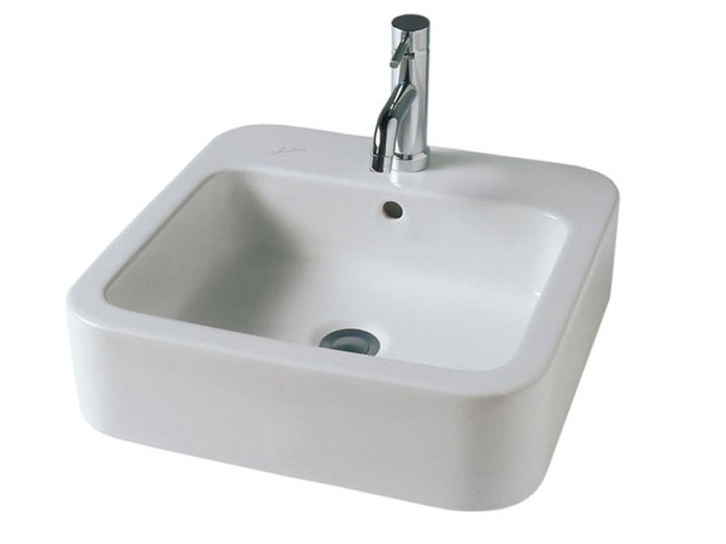 Раковина HATRIA HAPPY HOUR Y0M701 подвесная или накладная с одним отверстием с переливом цвет белый