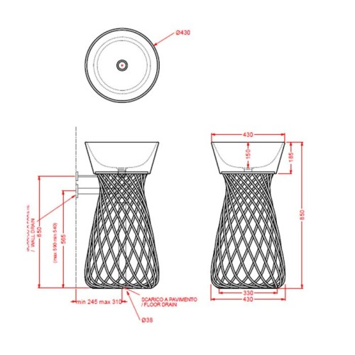 Раковина Artceram WIRE накладная без отверстий цвет черный WIL001 03 00