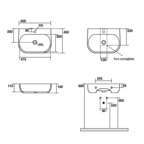 Раковина KERASAN подвесная/накладная с переливом с одним отверстием цвет черный матовый 534031*1
