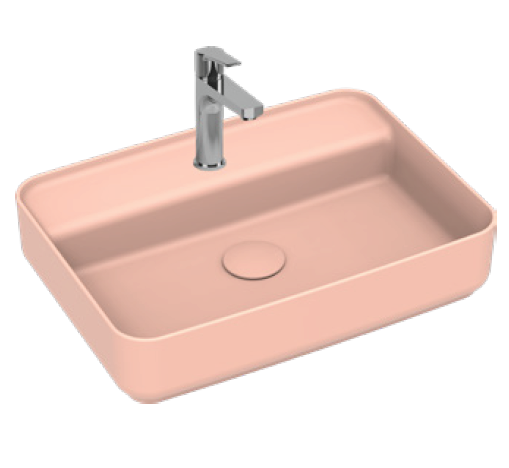 Раковина накладная ISVEA Infinity 55 прямоугольная 55см, с отверстием под смеситель цвет лососевый матовый