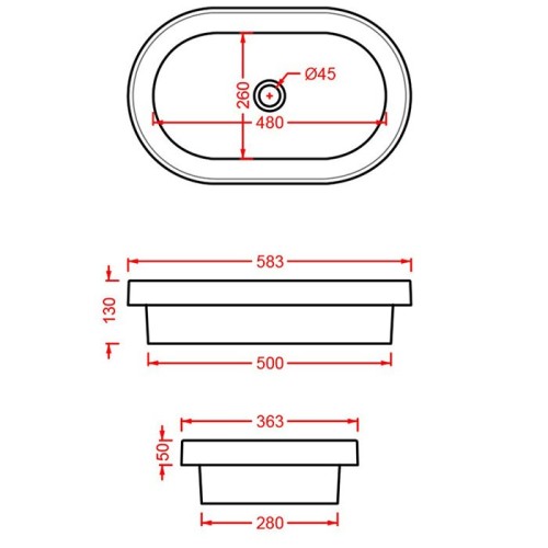 Раковина Fuori Scala встраиваемая сверху/на консоль цвет notte TFL033 36 00