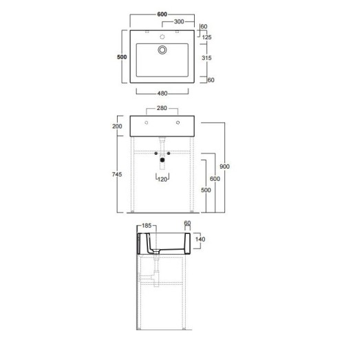 Раковина SIMAS FROZEN накладная для установки на консоль с одним намеченным отверстием в центре консоль цвет белый FZ11
