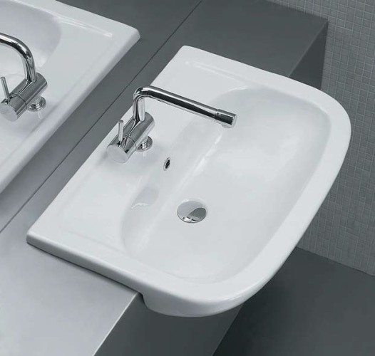 Раковина GALASSIA  NEmi 6003 полувстраиваемая с одним отверстием с переливом цвет белый глянцевый