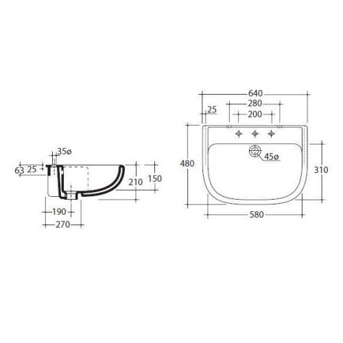 Раковина GALASSIA  NEmi 6003 полувстраиваемая с одним отверстием с переливом цвет белый глянцевый