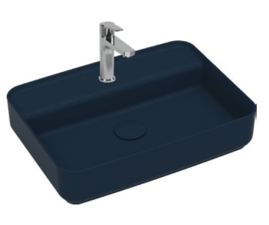 Раковина накладная ISVEA Infinity 55 прямоугольная 55см, с отверстием под смеситель цвет синий матовый