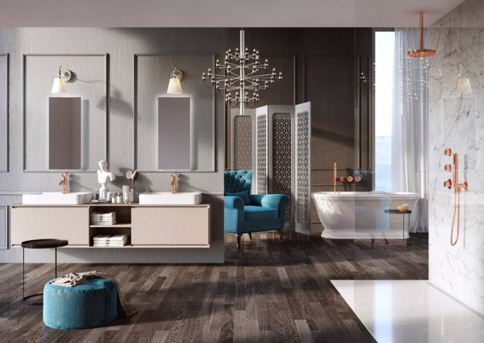 Смеситель для раковины Webert Opera OA830102980. розовое золото