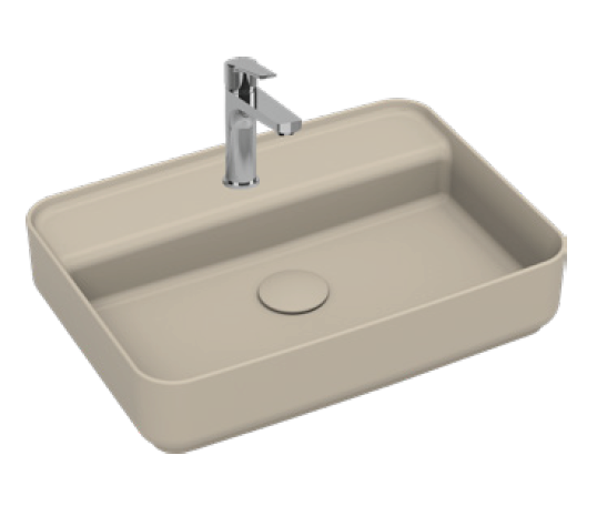 Раковина накладная ISVEA Infinity 55 прямоугольная 55см, с отверстием под смеситель цвет слоновая кость матовый