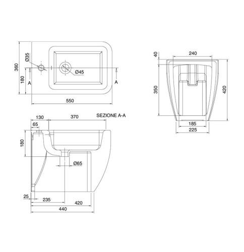 Биде Scarabeo TEOREMA 2.0 напольное с одним отверстием цвет черный матовый 5139 49