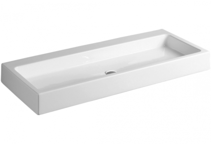 Раковина SIMAS FROZEN накладная для установки на консоль с одним намеченным отверстием в центре, справа и слева цвет белый U120