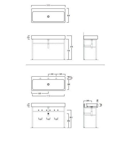Раковина SIMAS FROZEN накладная для установки на консоль с одним намеченным отверстием в центре, справа и слева цвет белый U120