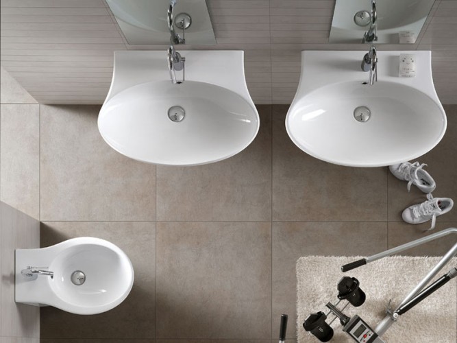 Раковина HATRIA NIDO Y0QX01 подвесная с одним отверстием с переливом цвет белый