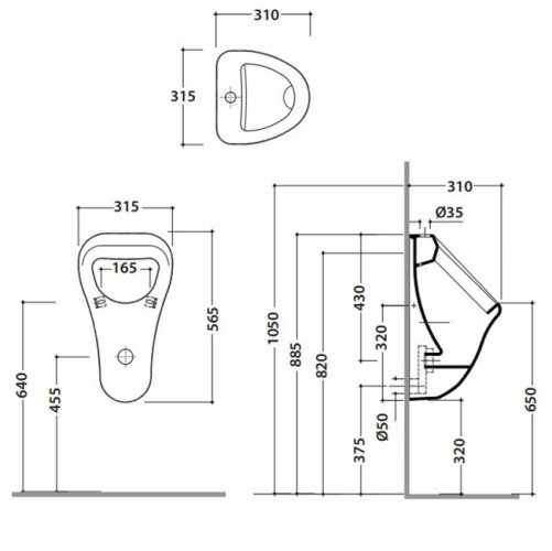 Писсуар GLOBO ARTCOMPL подвесной цвет белый VA089BI