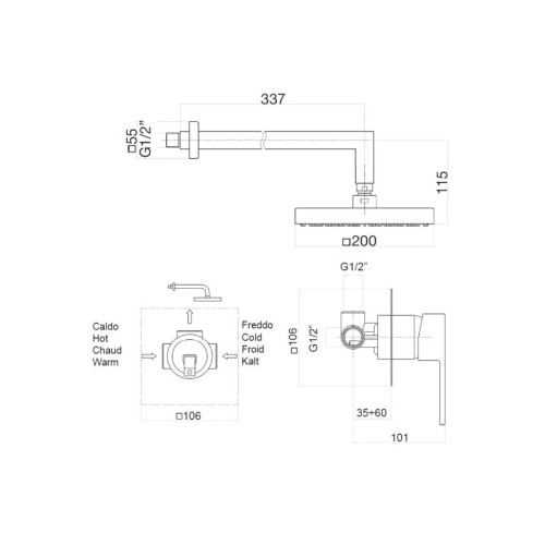 Душевая система встраиваемая Webert Pegaso PE890104740, белый