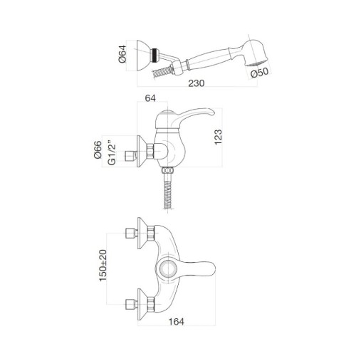 Смеситель для душа Webert Aurora AU870101015, хром