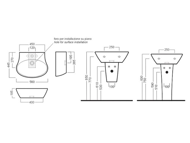 Раковина HATRIA NIDO Y0TT01 подвесная с одним отверстием с переливом цвет белый