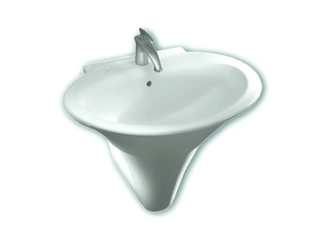 Раковина HATRIA SCULTURE YR3701 подвесная или накладная с одним отверстием с переливом цвет белый