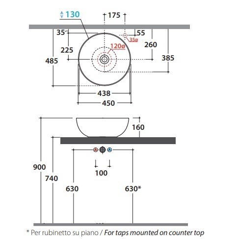 Раковина GLOBO T-EDGE на столешницу без отверстий цвет белый матовый B6T45BO
