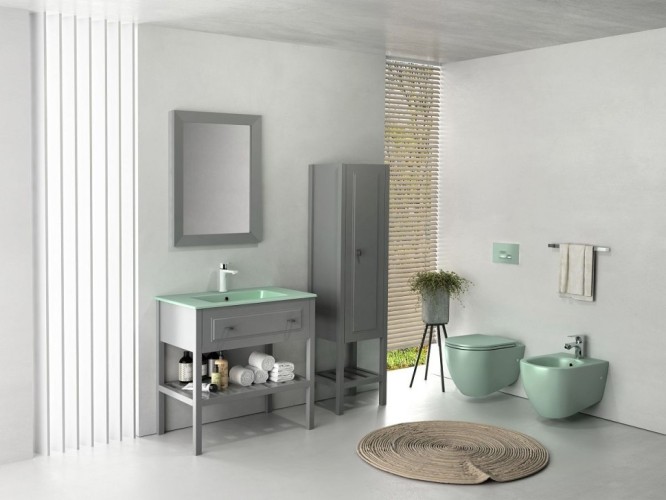 Раковина ISVEA SistemaT накладная ШГВ 810*465*140 отверстия для смесителя 1 цвет мятно-зеленый матовый