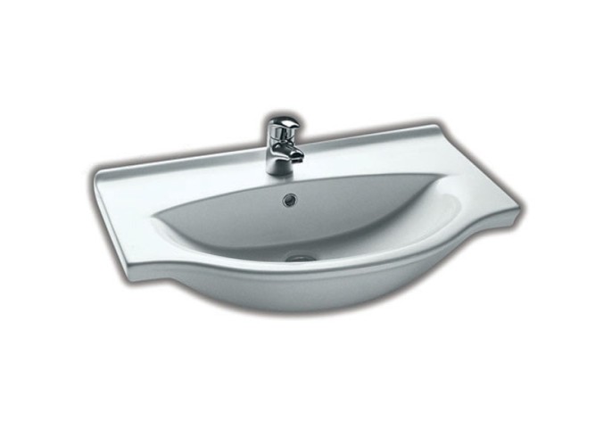 Раковина HATRIA SOPHIE Y0FG01 подвесная или на тумбу с одним отверстием с переливом цвет белый