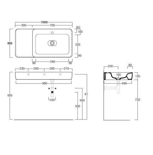 Раковина SIMAS HENGES подвесная или накладная с одним отверстием цвет белый HE12