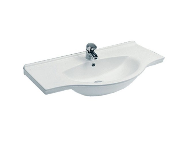 Раковина HATRIA SOPHIE Y0HC01 подвесная или на тумбу с одним отверстием с переливом цвет белый