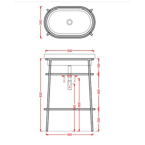 Консоль Artceram Fuori Scala металлическая для овальной раковины цвет черный матовый ACA055 17