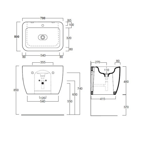 Раковина SIMAS HENGES подвесная с одним отверстием с донным клапаном цвет белый HE11/F92