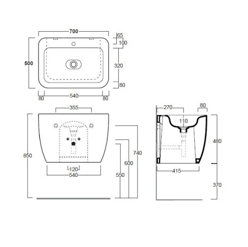 Раковина SIMAS HENGES подвесная с одним отверстием с донным клапаном цвет белый HE11/F92