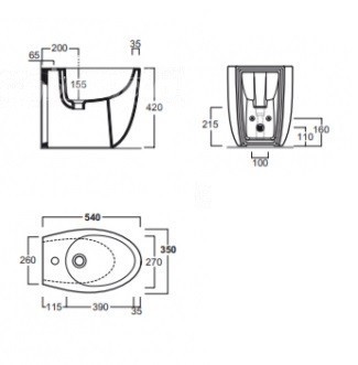 Биде SIMAS BORMIO Напольное приставное с одним отверстием цвет белый BR04