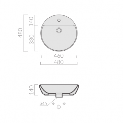 Раковина GALASSIA M2, EDEN 5203 накладная без отверстий с переливом цвет белый глянцевый