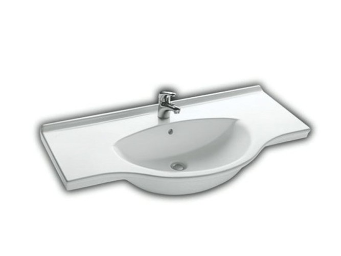 Раковина HATRIA SOPHIE YU9001 подвесная или на тумбу с одним отверстием с переливом цвет белый