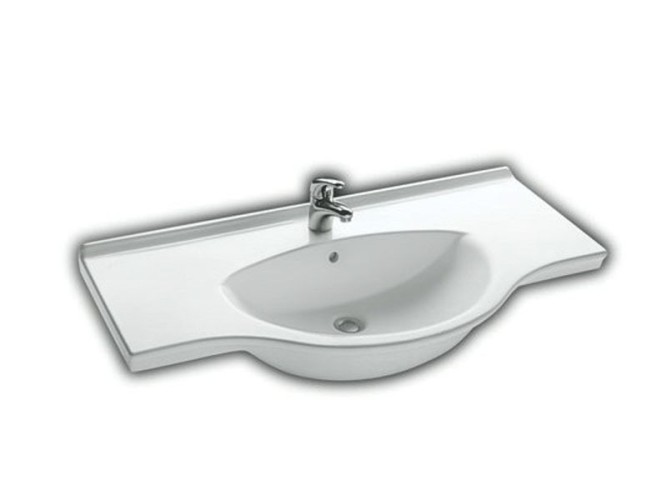 Раковина HATRIA SOPHIE YU9001 подвесная или на тумбу с одним отверстием с переливом цвет белый