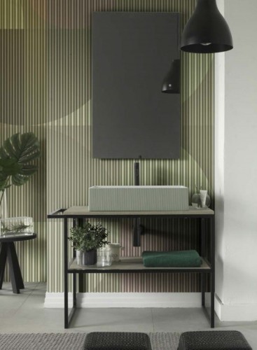 Раковина Scarabeo TEOREMA 2.0 накладная без перелива без отверстий цвет белый с зелеными полосками 5101 REV