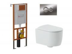 Комплект унитаз Artceram Monet MNV001 01 00 подвесной безободковый сиденье с микролифтом инсталляция клавиша хром