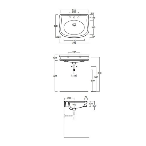 Раковина SIMAS LANTE подвесная на пьедестал с одним отверстием цвет белый LA10