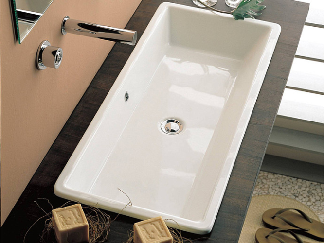 Раковина Scarabeo GAIA встраиваемая сверху с переливом без отверстий цвет белый 8033