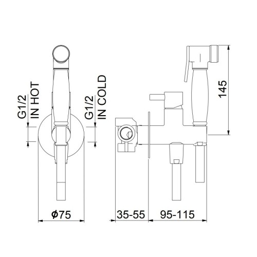 Гигиенический душ со смесителем Webert Elio EL870302345, никель