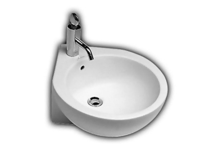 Раковина HATRIA YOU ME Y0H701 угловая подвесная или накладная с одним отверстием с переливом цвет белый