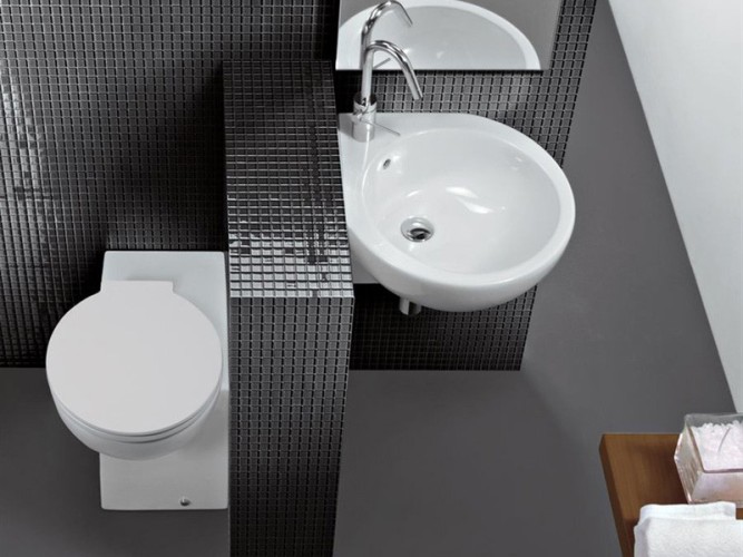 Раковина HATRIA YOU ME Y0H701 угловая подвесная или накладная с одним отверстием с переливом цвет белый