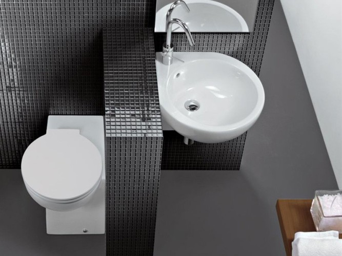 Раковина HATRIA YOU ME Y0H701 угловая подвесная или накладная с одним отверстием с переливом цвет белый