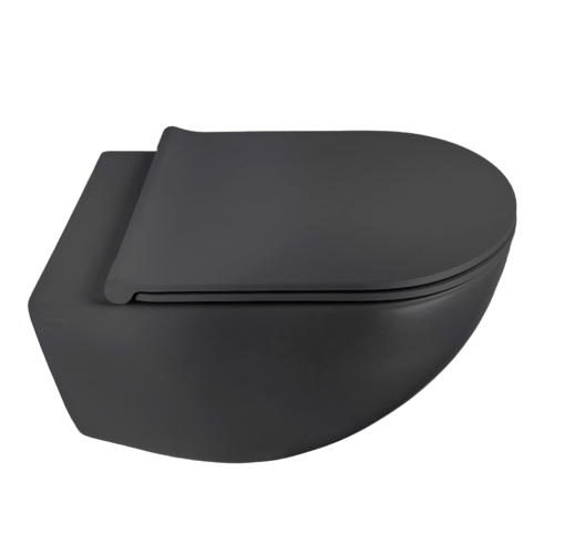 КОМПЛЕКТ Унитаз GALASSIA Dream KIT7317 NEMT подвесной безободковый цвет черный матовый с сиденьем с микролифтом 7314 NEMT