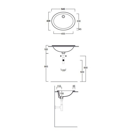 Раковина SIMAS LAVABI встраиваемая сверху без отверстий MARINE цвет белый S50P
