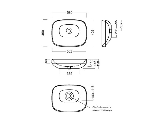 Раковина HATRIA ABITO A0YXXA02 накладная без отверстия без перелива цвет черный матовый