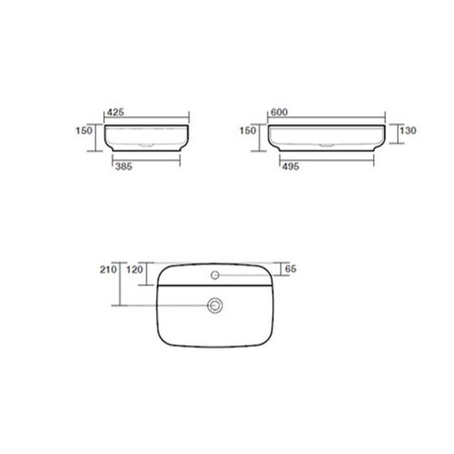 Раковина KERASAN накладная без перелива без отверстий цвет белый 514001*1